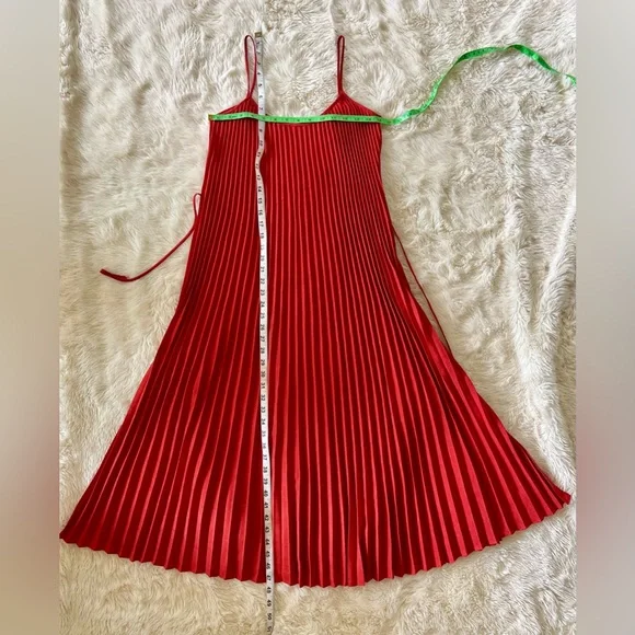 VINCE Crinkled Plissé-crepe Midi Dress In Papaya Women's Size Small - Picture 7 of 12